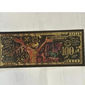 Pink Panther Graffiti Gold Foil $100 Novelty Collectible Note